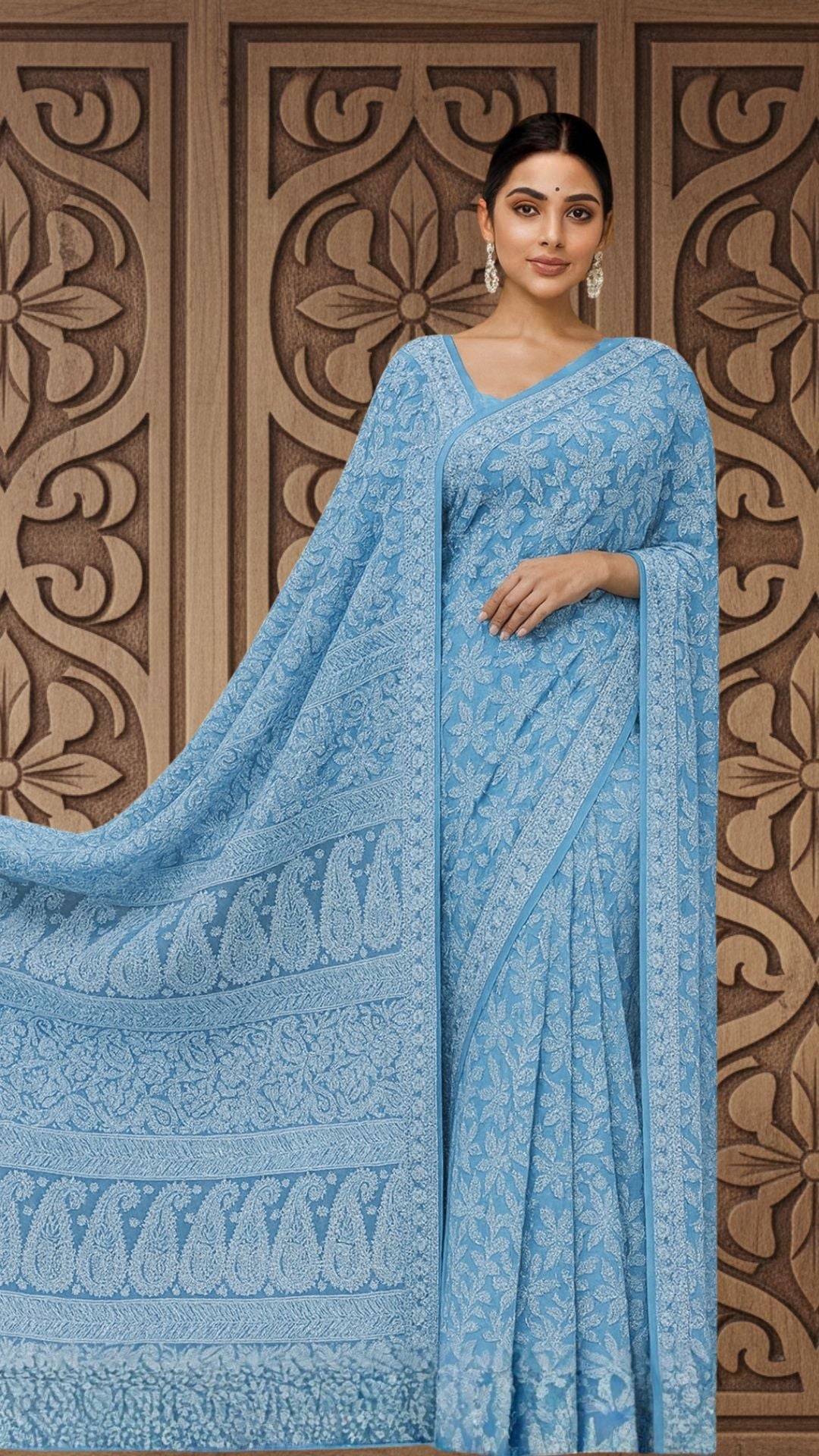 Blue Full Jaal Saree