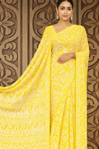 Yellow full Jaal Saree