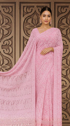 Baby Pink Full Jaal Saree