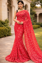 Red Tepchi Saree
