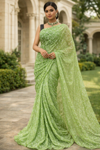 Green Tepchi Saree