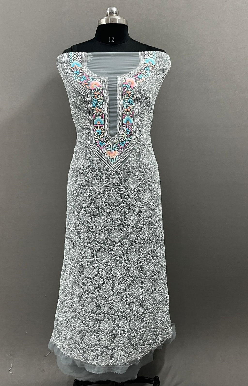 White Unstitched Suit Gorgette