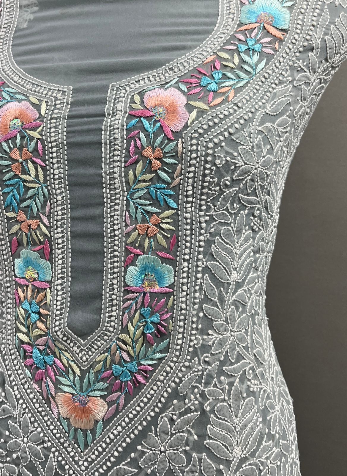 White Unstitched Suit Gorgette