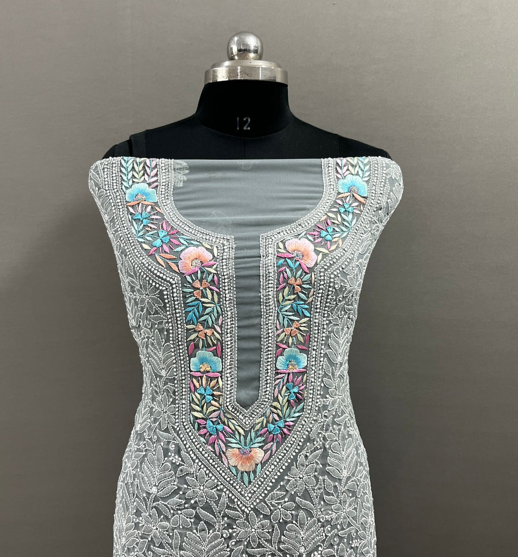 White Unstitched Suit Gorgette