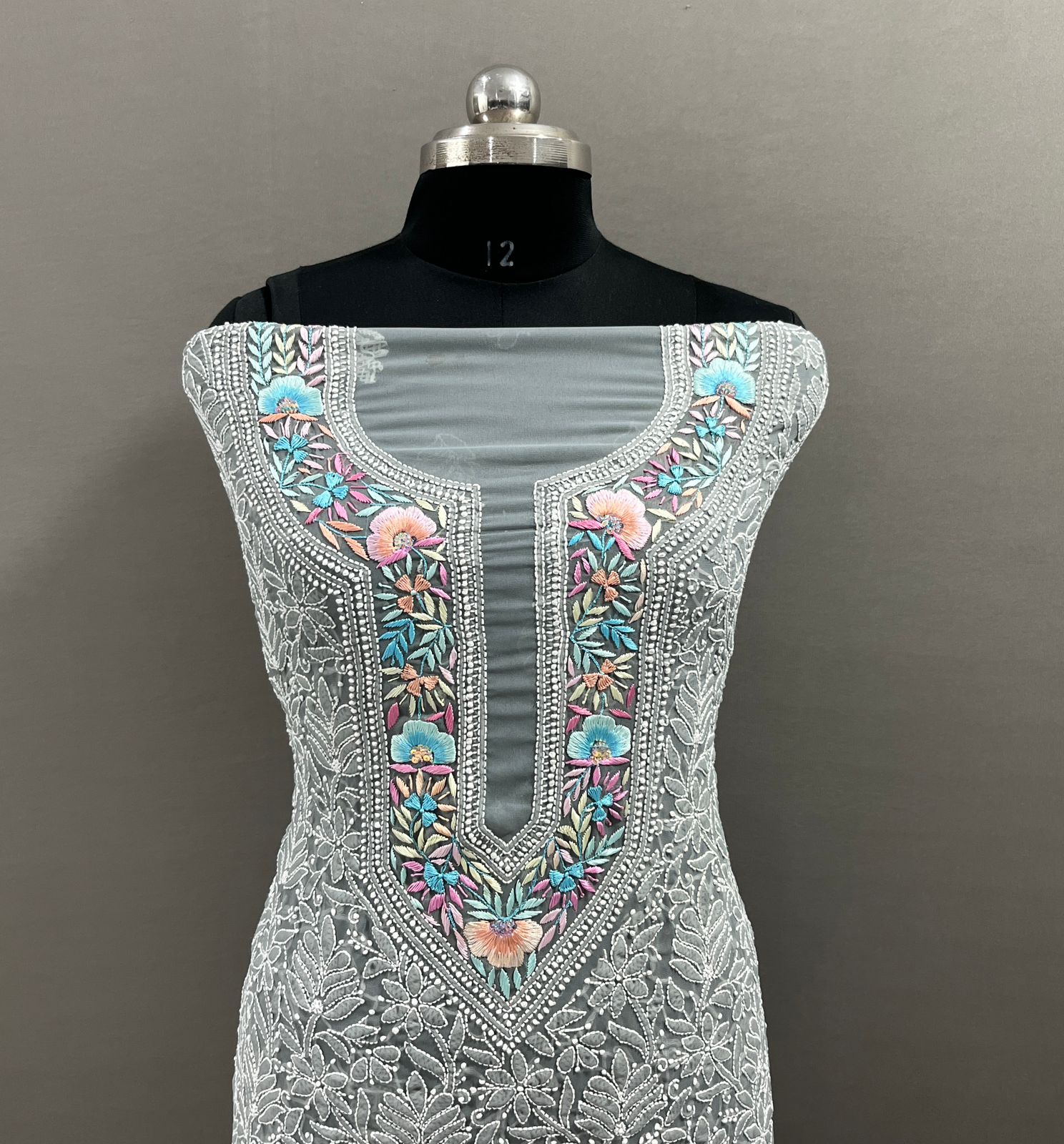 White Unstitched Suit Gorgette