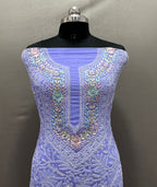 Blue Unstitched Suit Gorgette