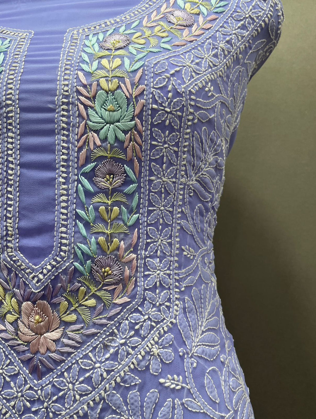 Blue Unstitched Suit Gorgette