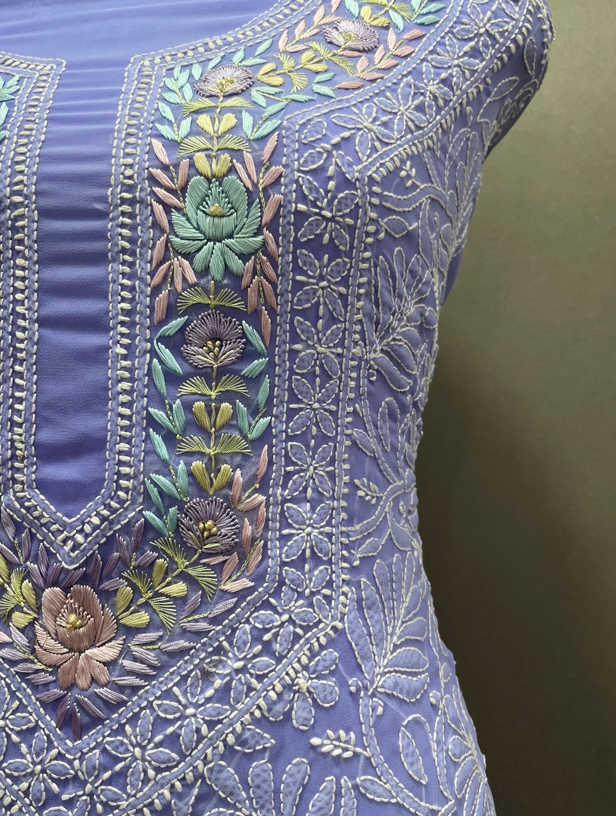 Blue Unstitched Suit Gorgette