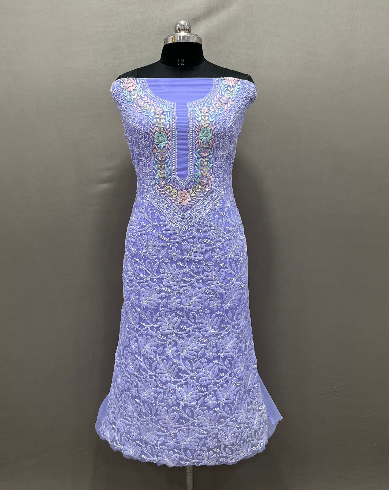 Blue Unstitched Suit Gorgette