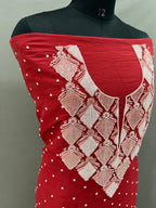 Red Mul Chanderi Unstiched Suit
