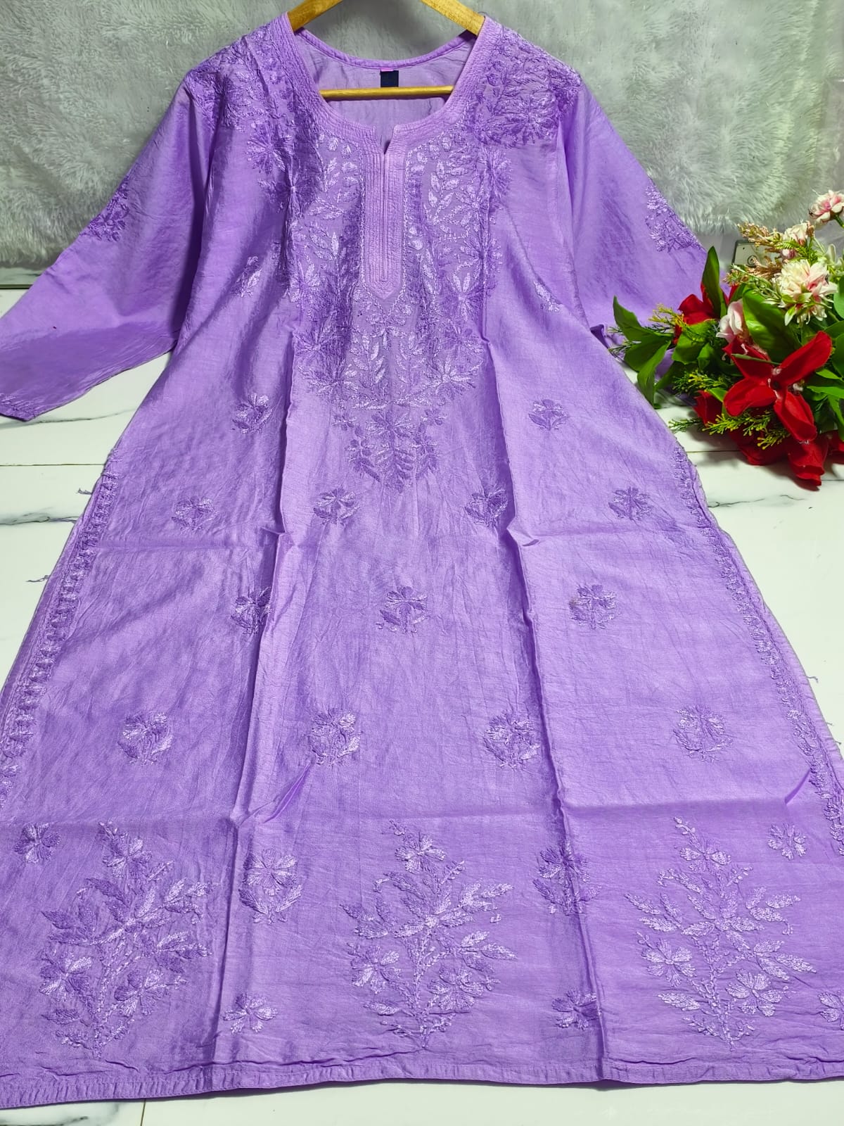 Lavender Chanderi Kurta