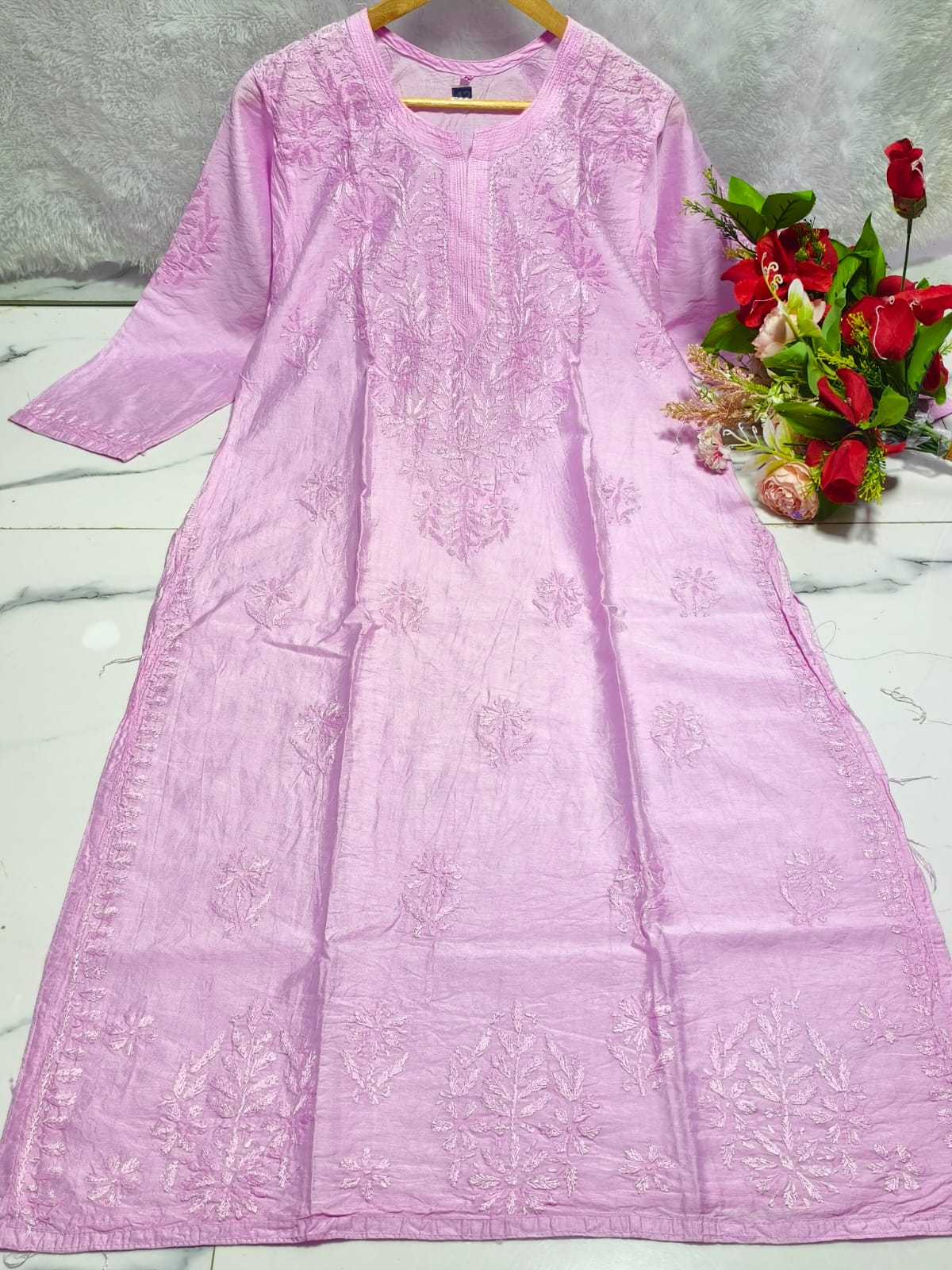 Baby Pink Chanderi Kurta