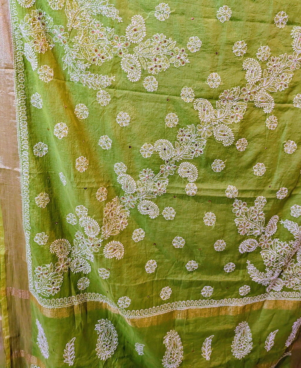 Green  mul chanderi saree