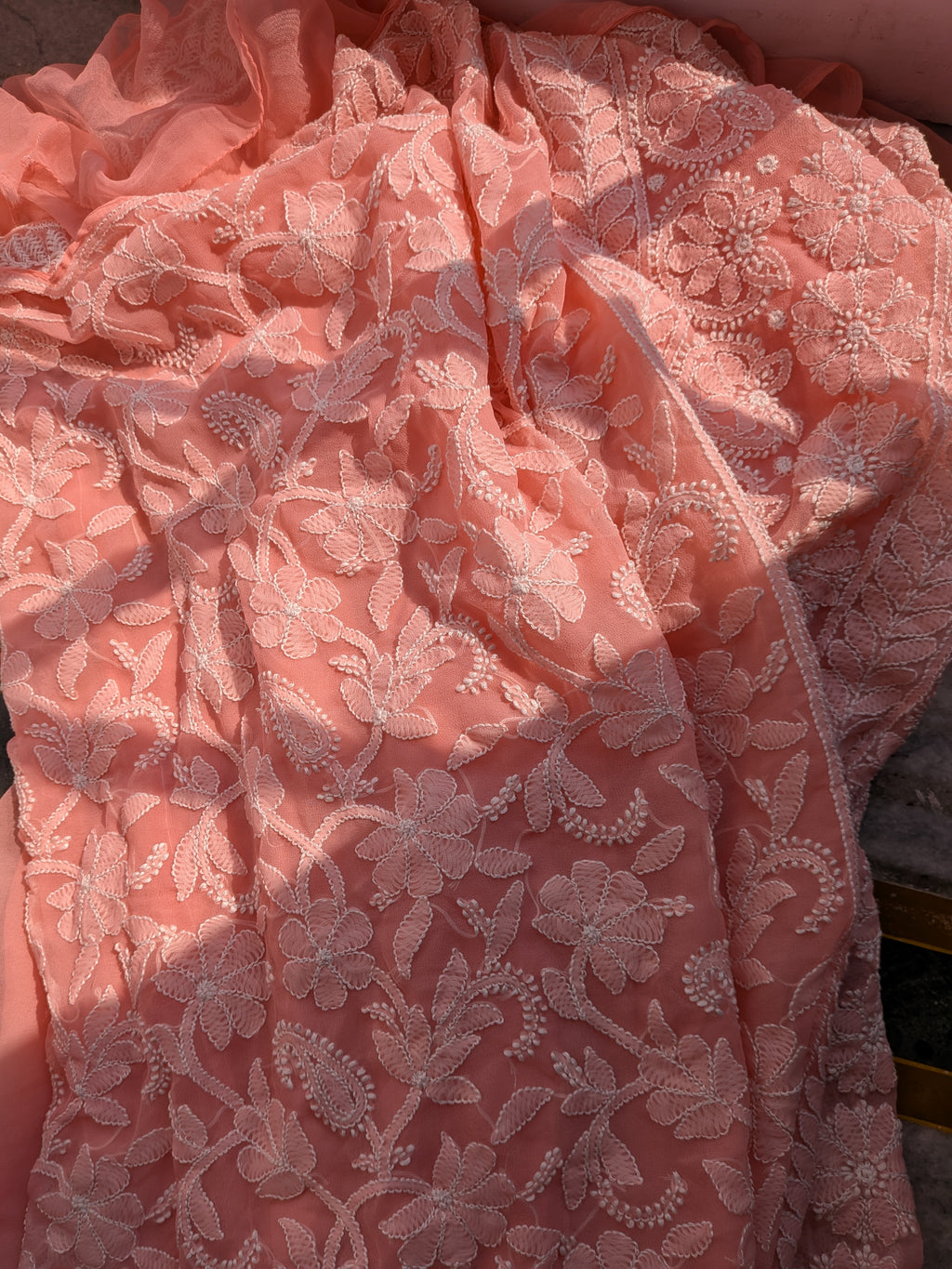 Peach Half Jaal Saree