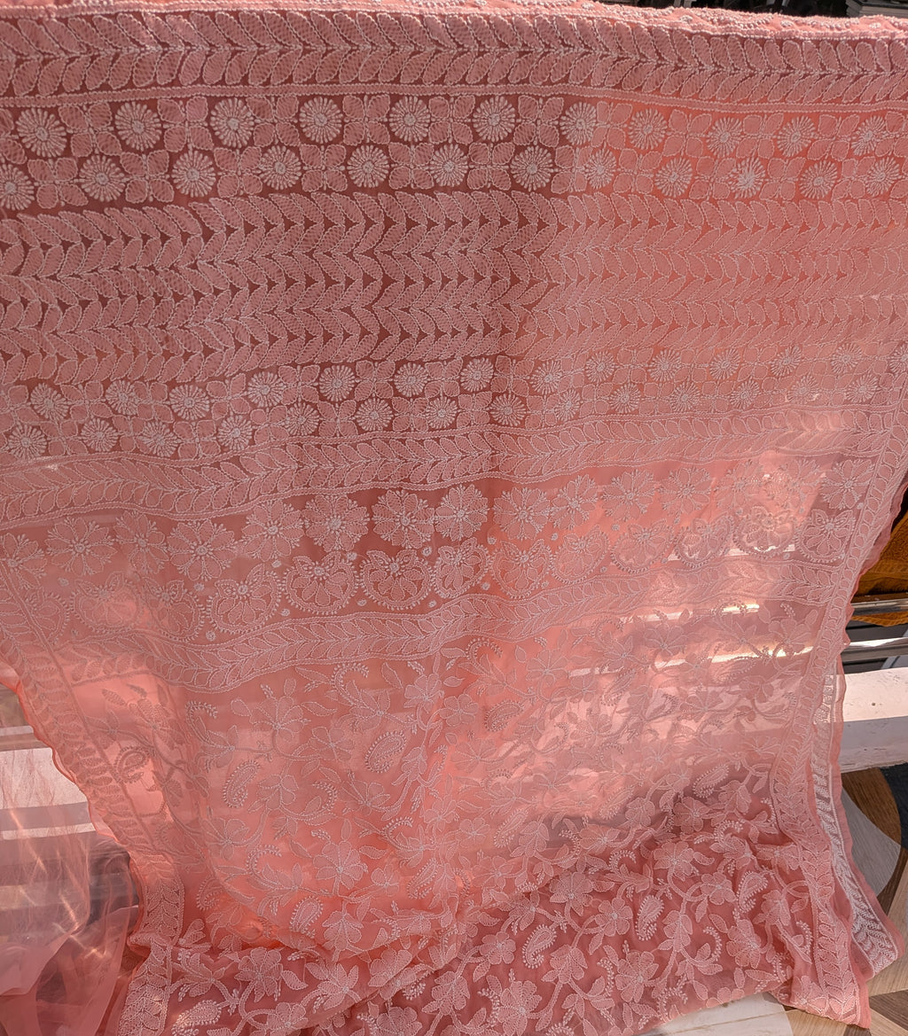 Peach Half Jaal Saree