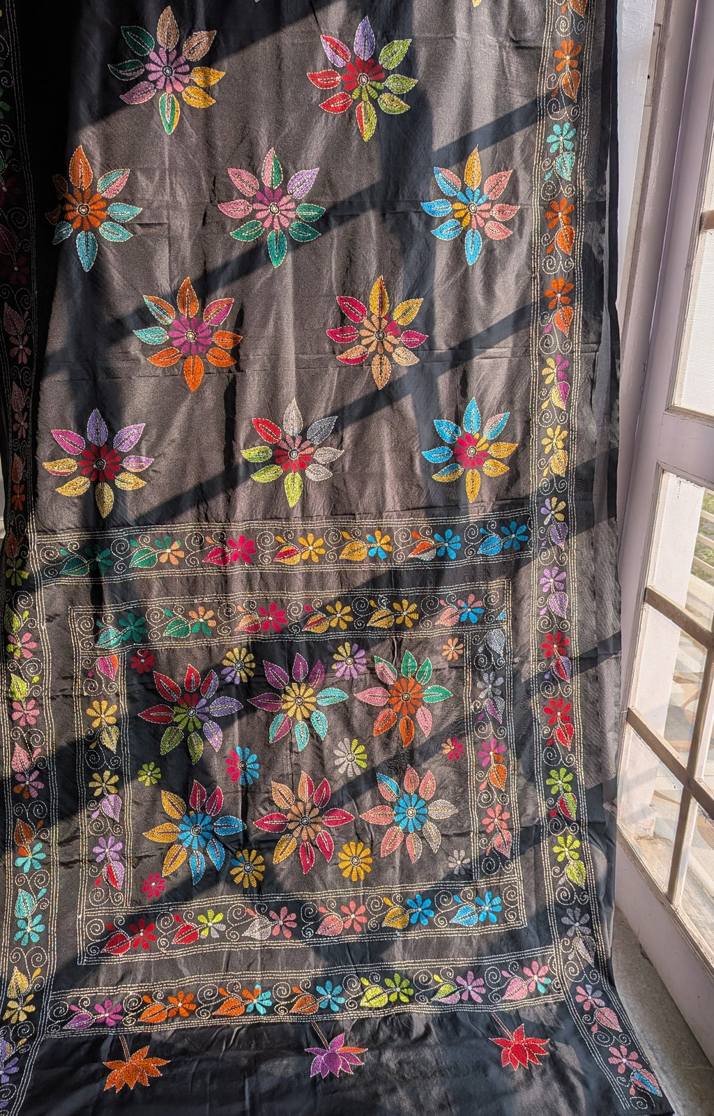 Black Kantha Saree