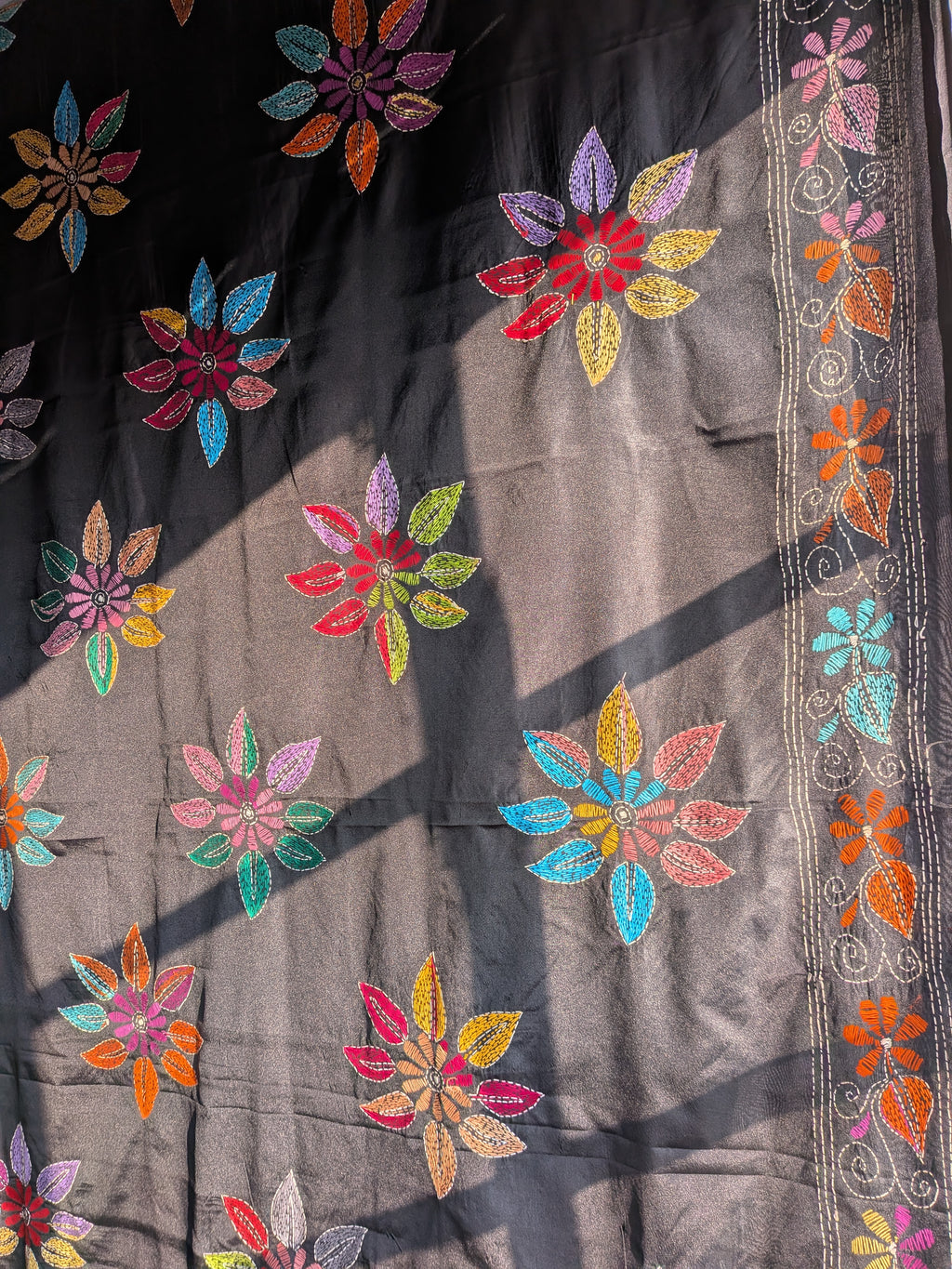 Black Kantha Saree