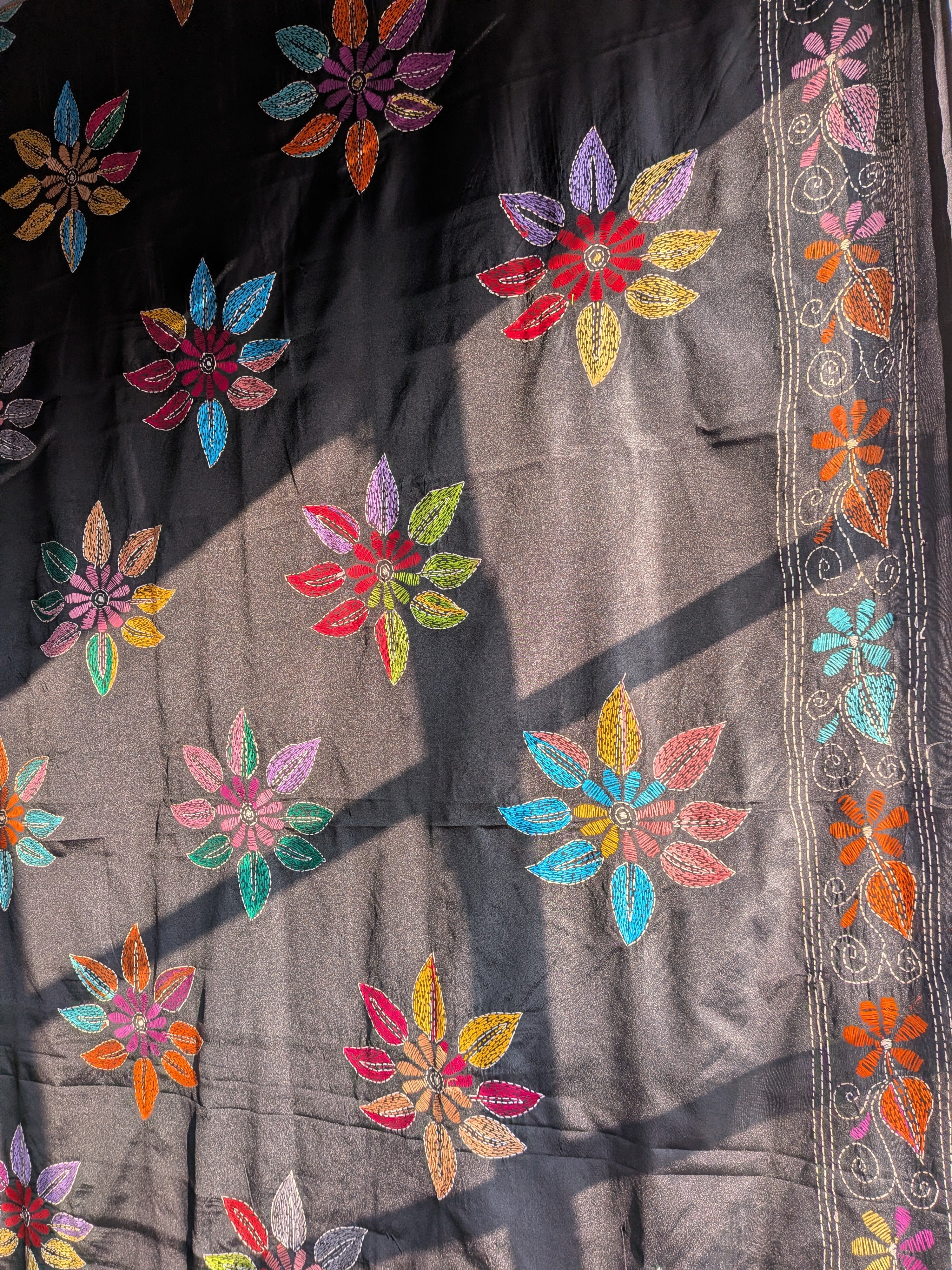 Black Kantha Saree