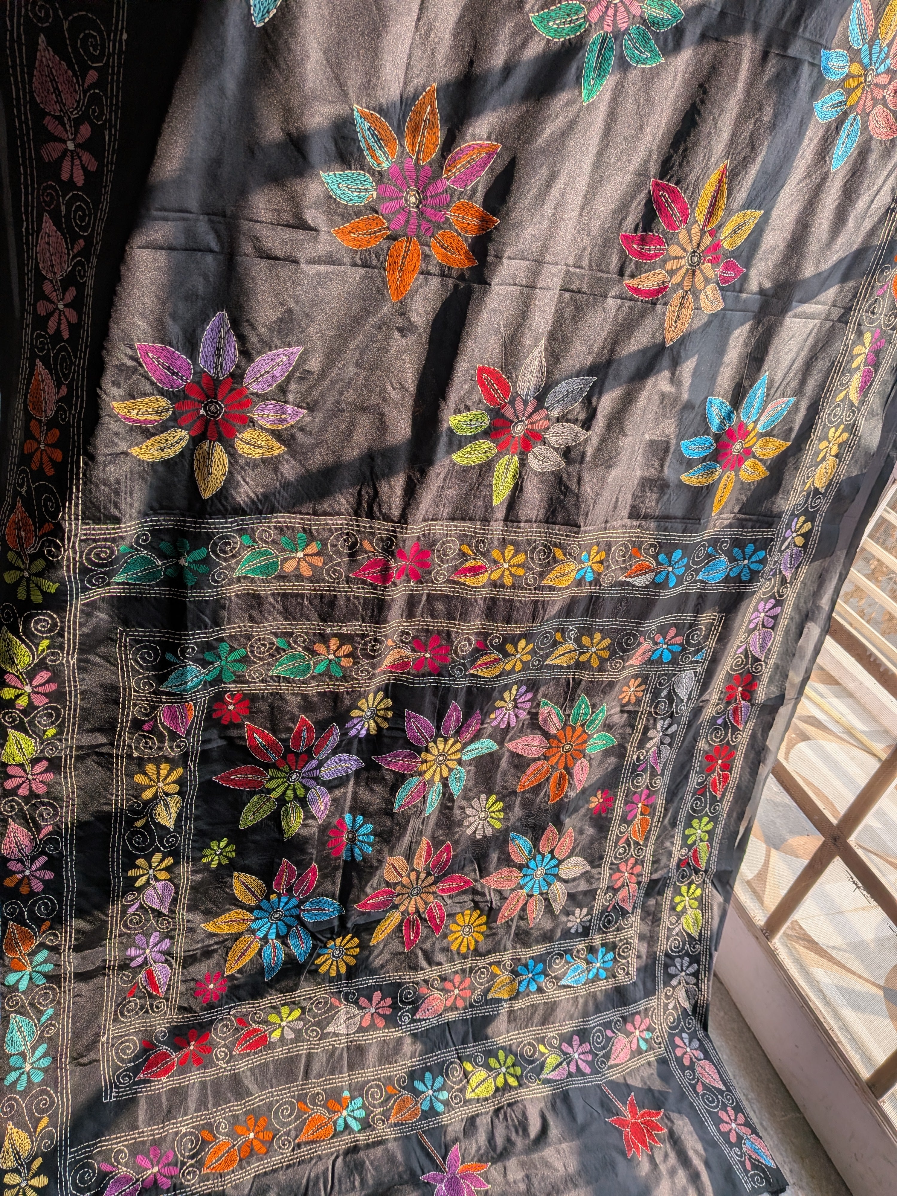 Black Kantha Saree