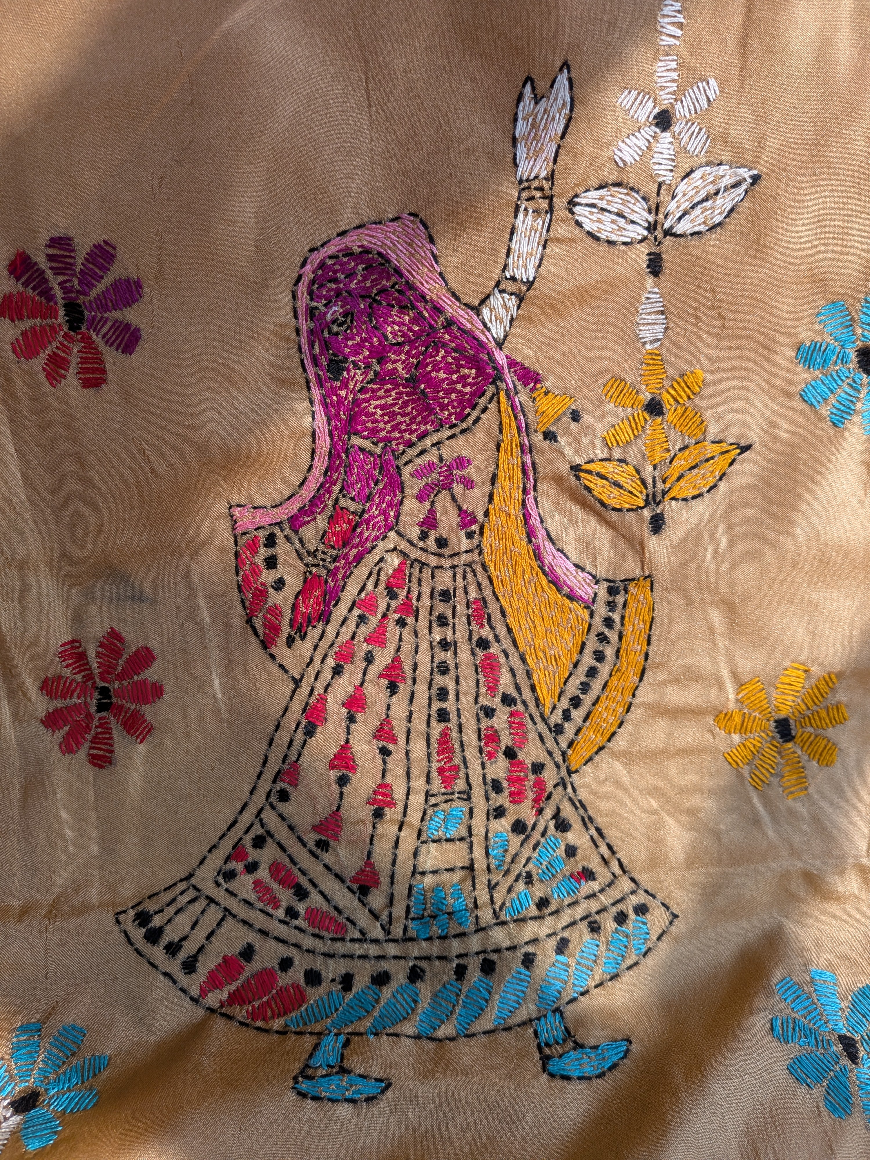Beige Kantha Saree