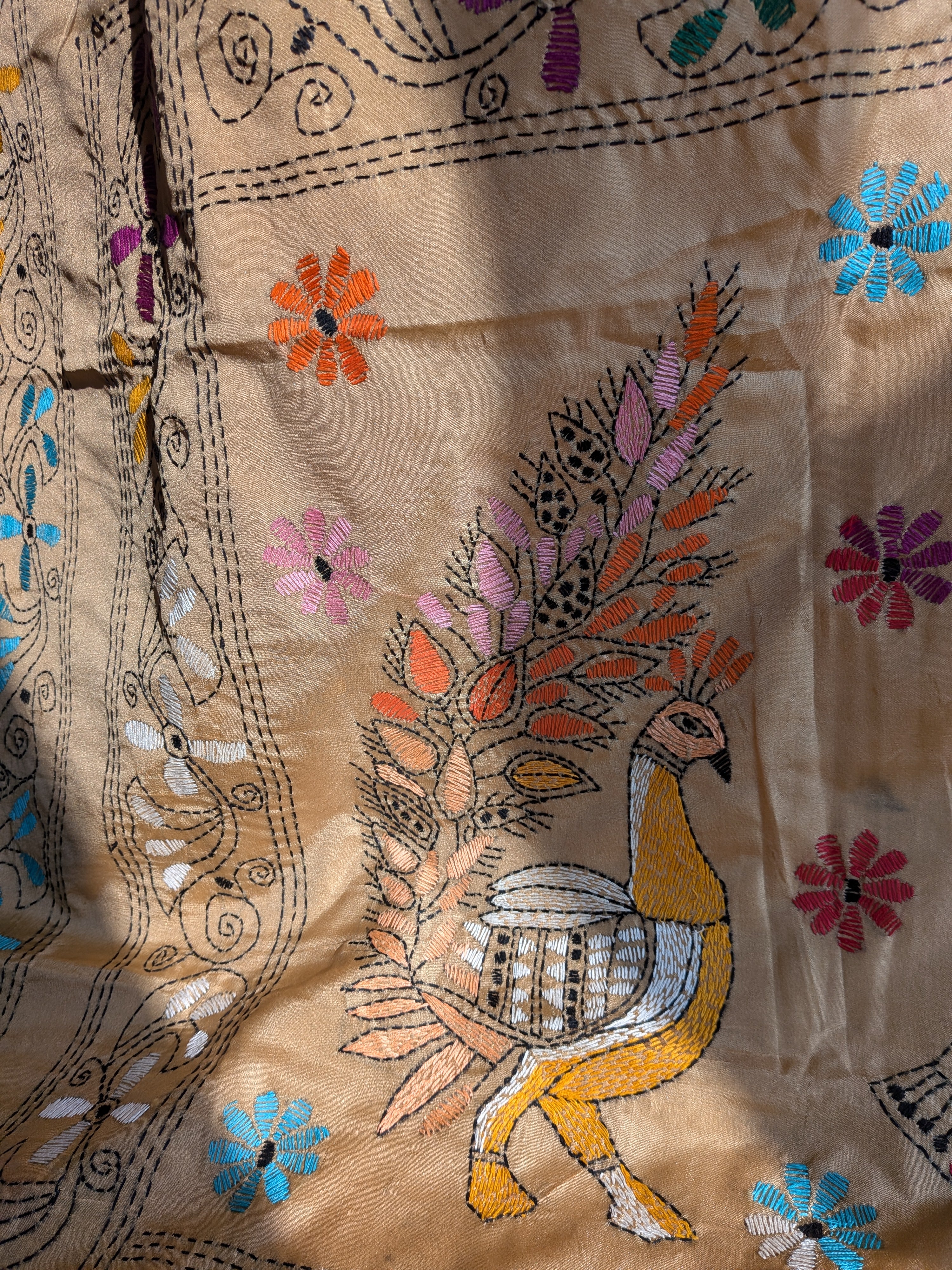 Beige Kantha Saree
