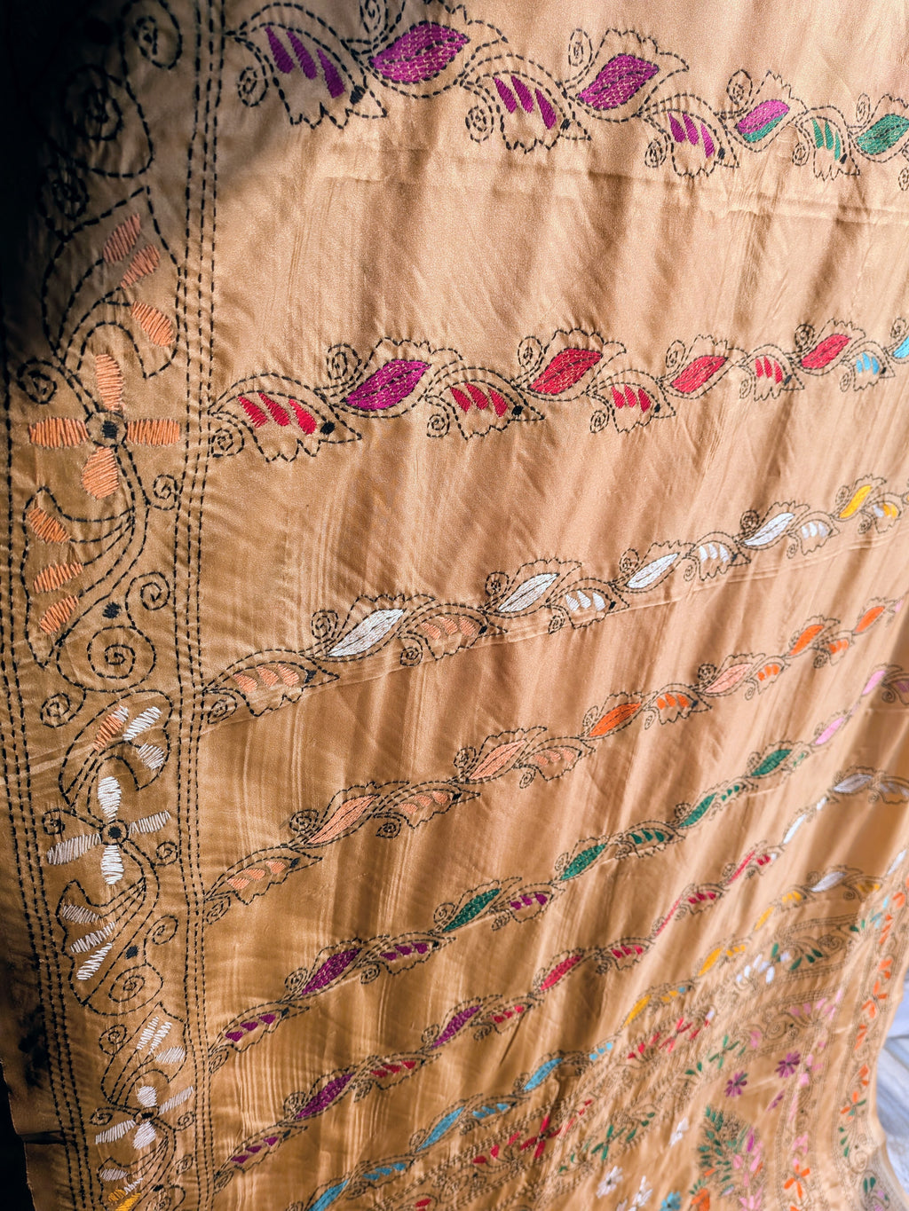 Beige Kantha Saree