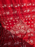 Red Kantha Saree