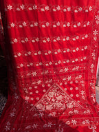 Red Kantha Saree