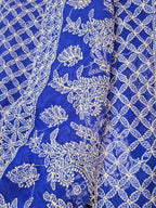 Peacock blue  full Jaal Saree