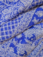 Peacock blue  full Jaal Saree
