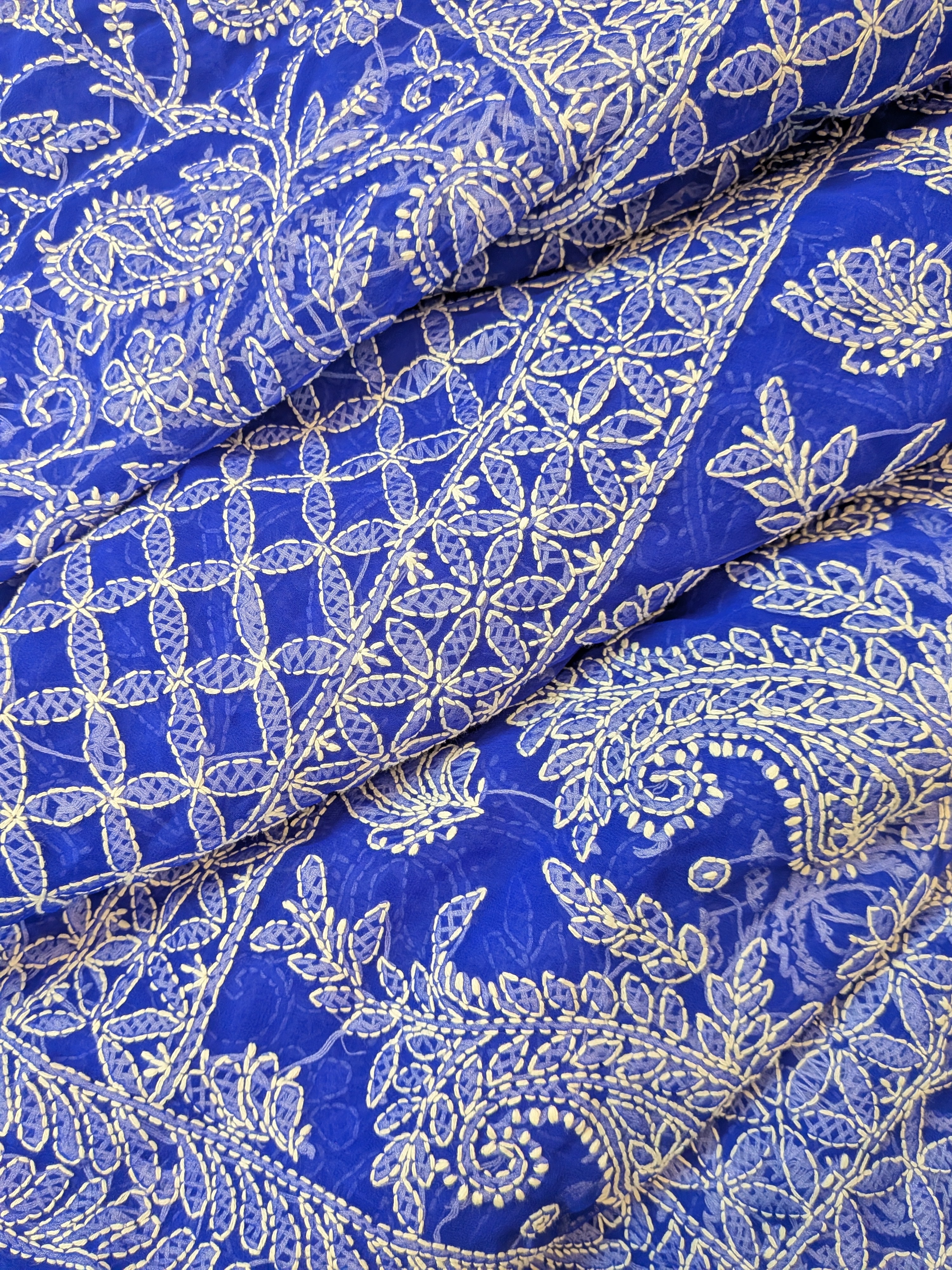 Peacock blue  full Jaal Saree