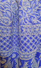 Peacock blue  full Jaal Saree