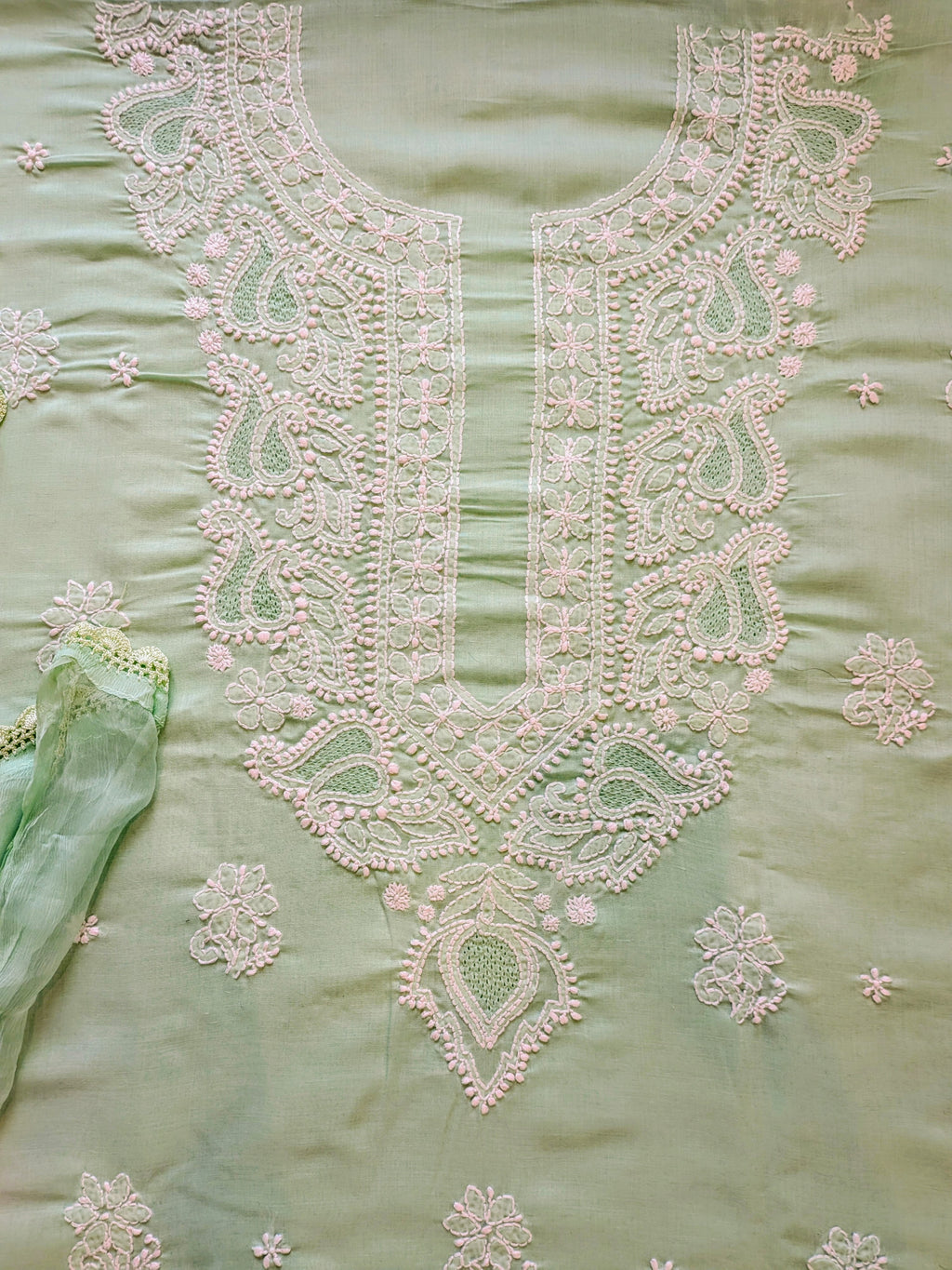 Sea Green Cotton Unstiched Suit