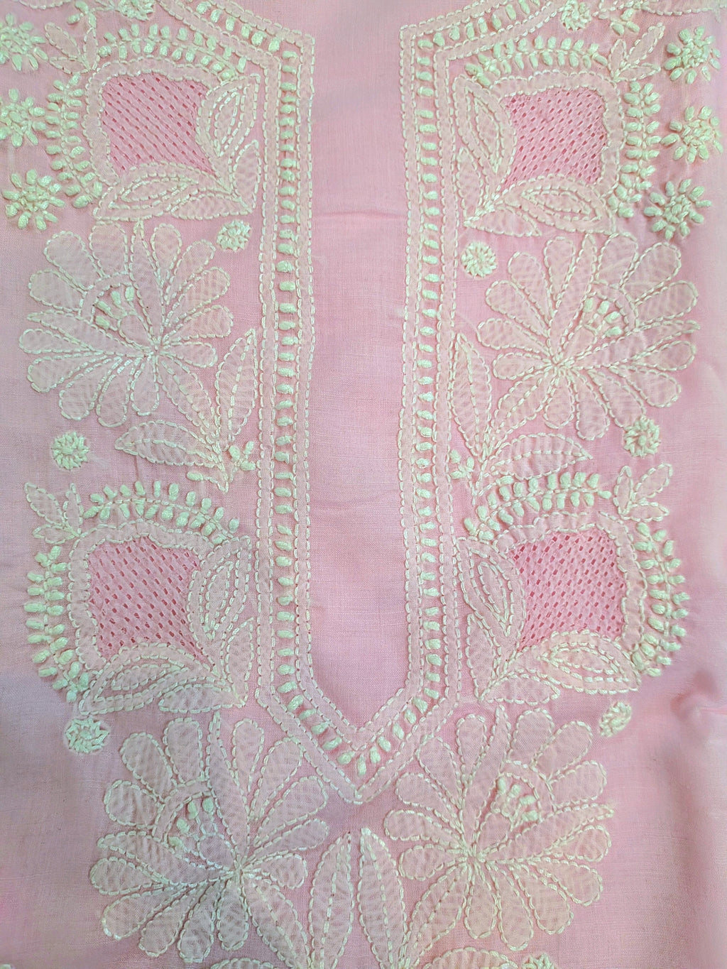 Baby Pink Cotton Unstiched Suit