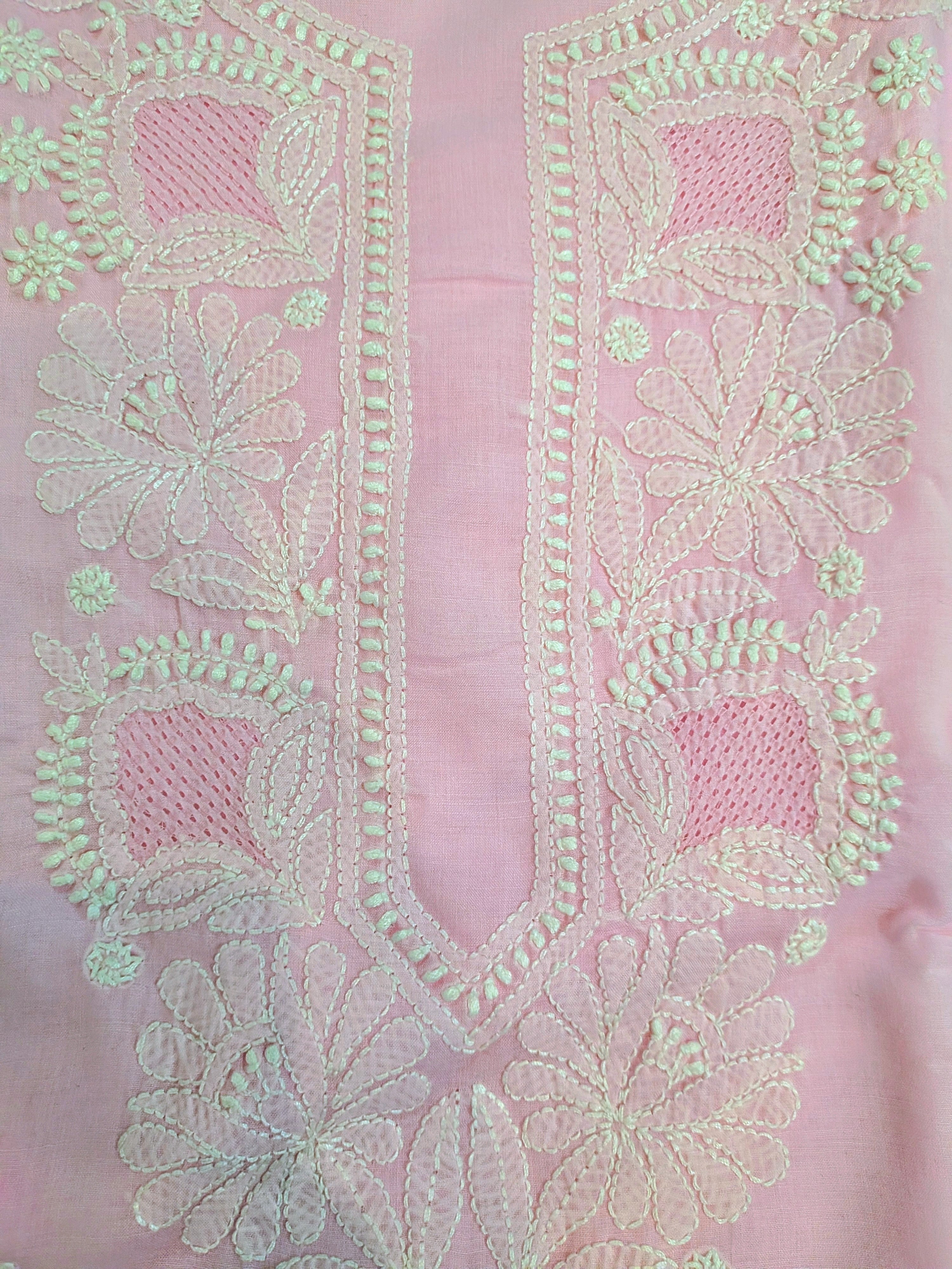 Baby Pink Cotton Unstiched Suit