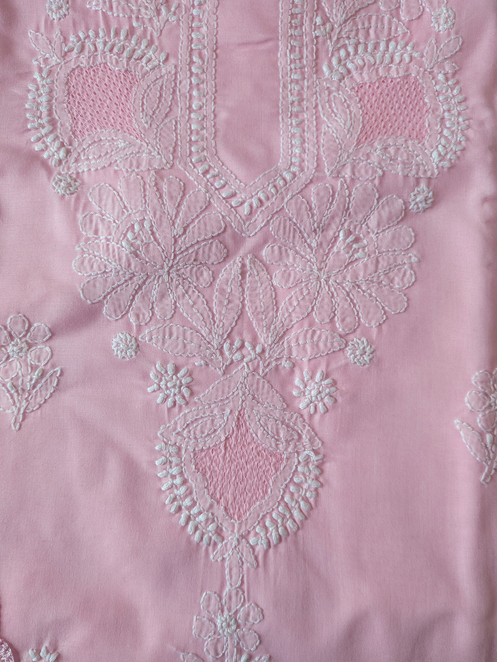 Baby Pink Cotton Unstiched Suit