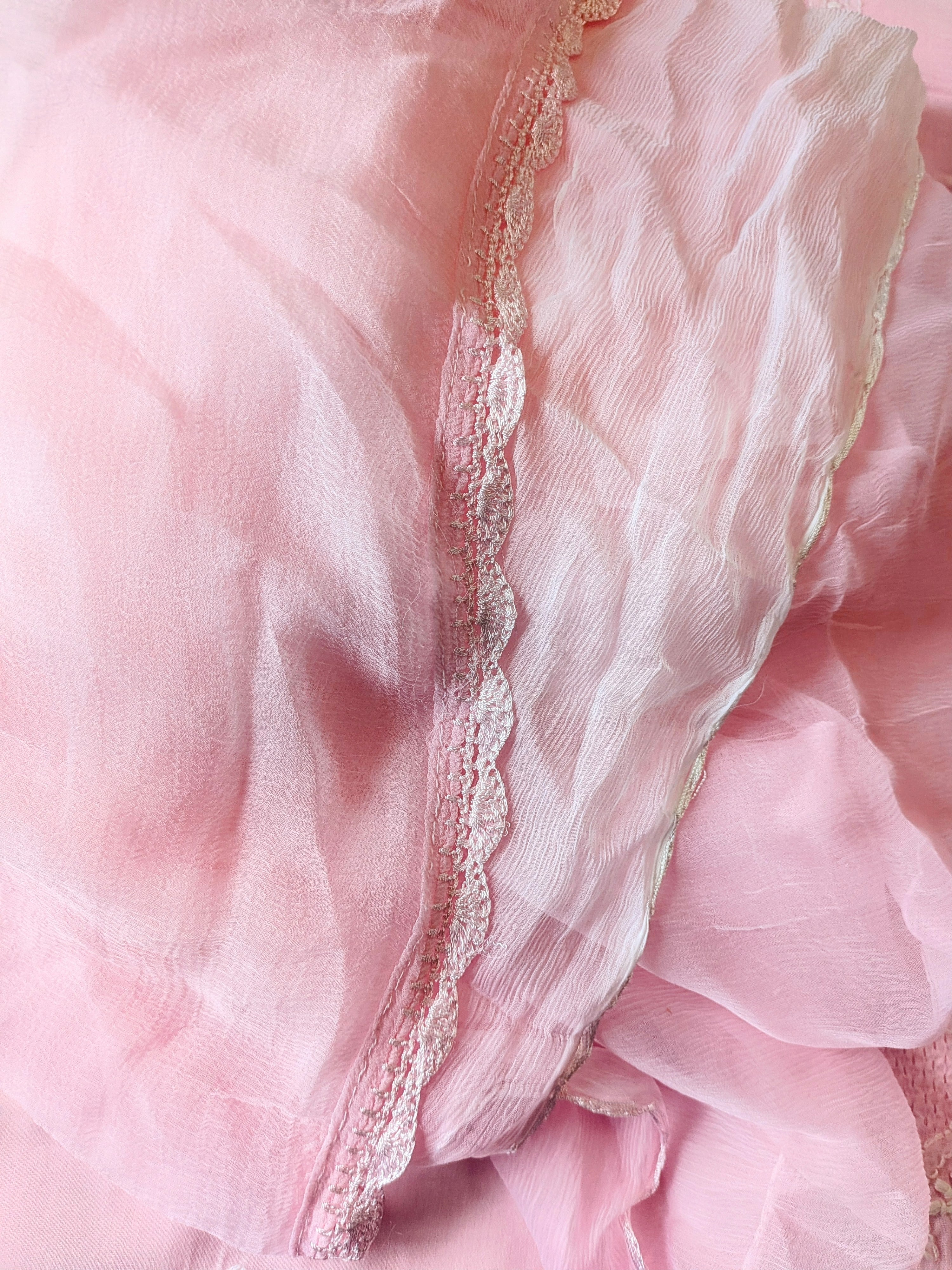 Baby Pink Cotton Unstiched Suit