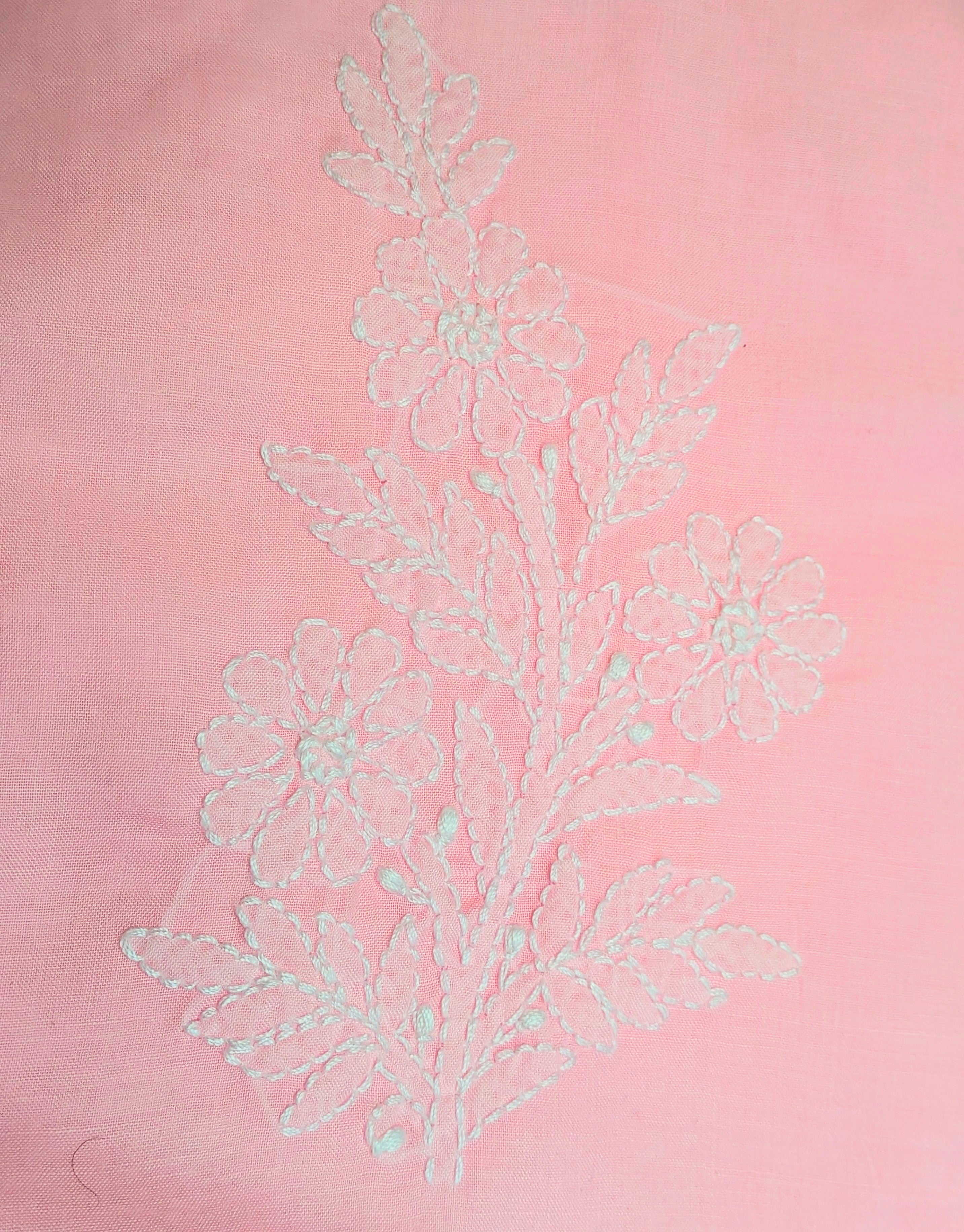 Baby Pink Cotton Unstiched Suit