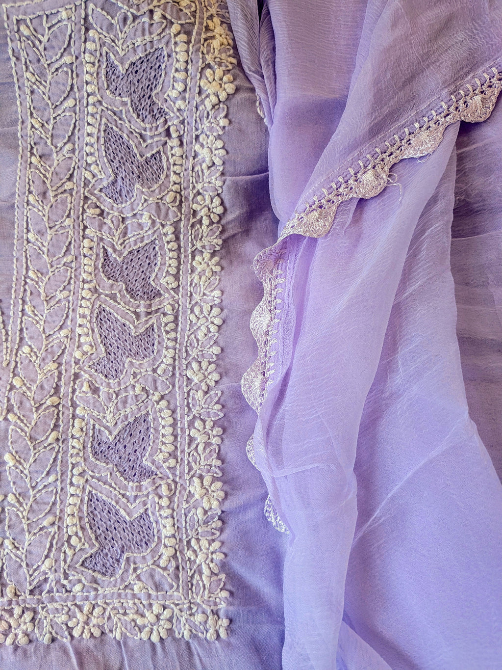 Lavender Cotton Unstiched Suit