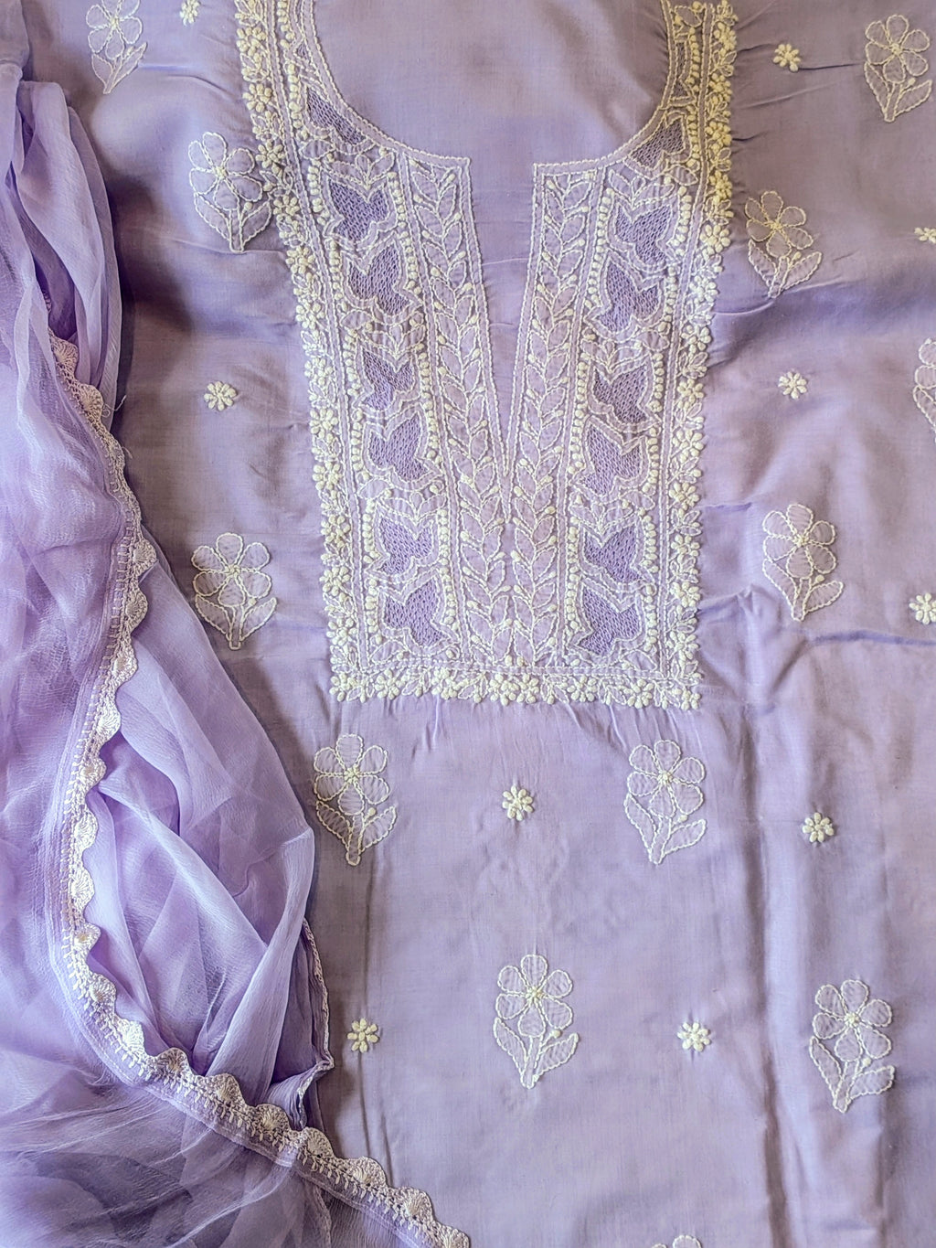 Lavender Cotton Unstiched Suit