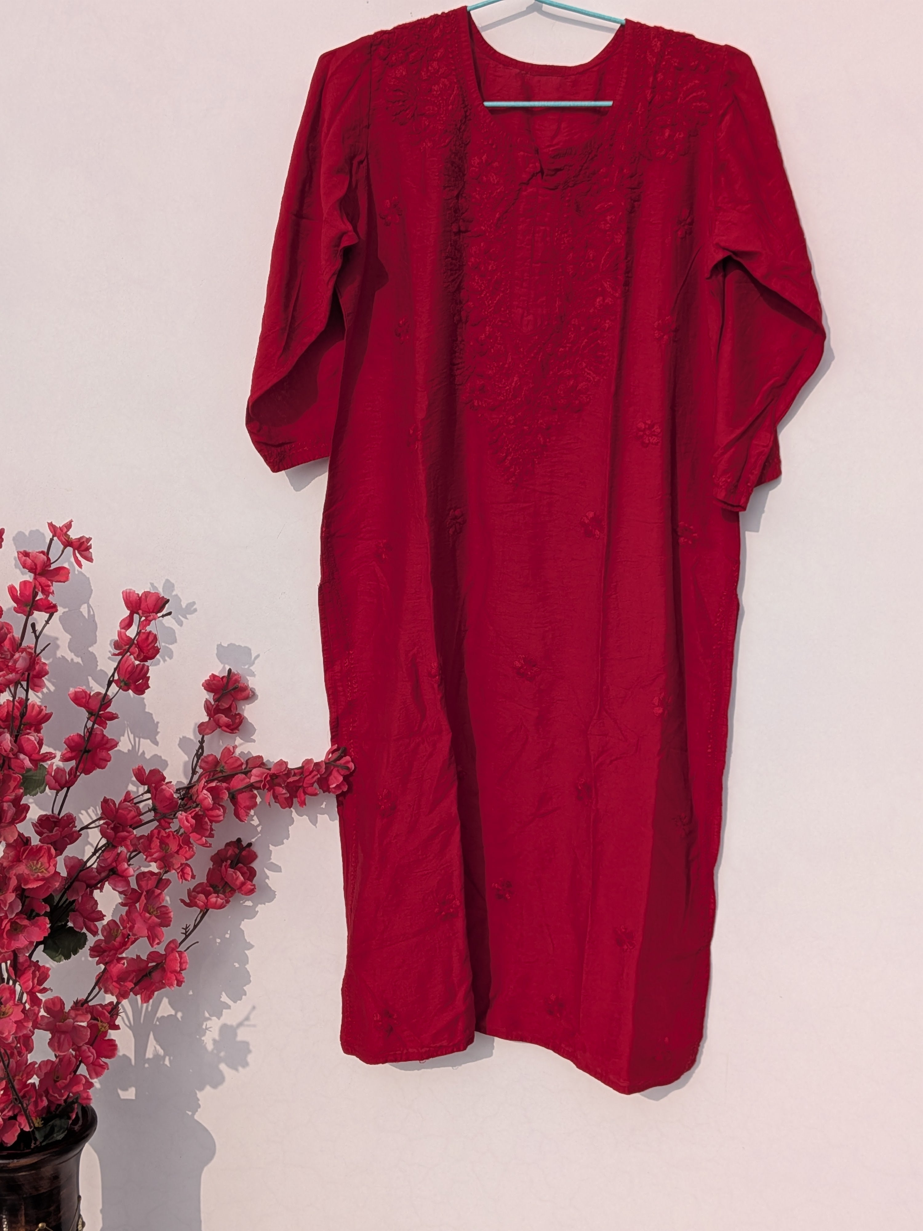 Dark Red Chanderi Kurta