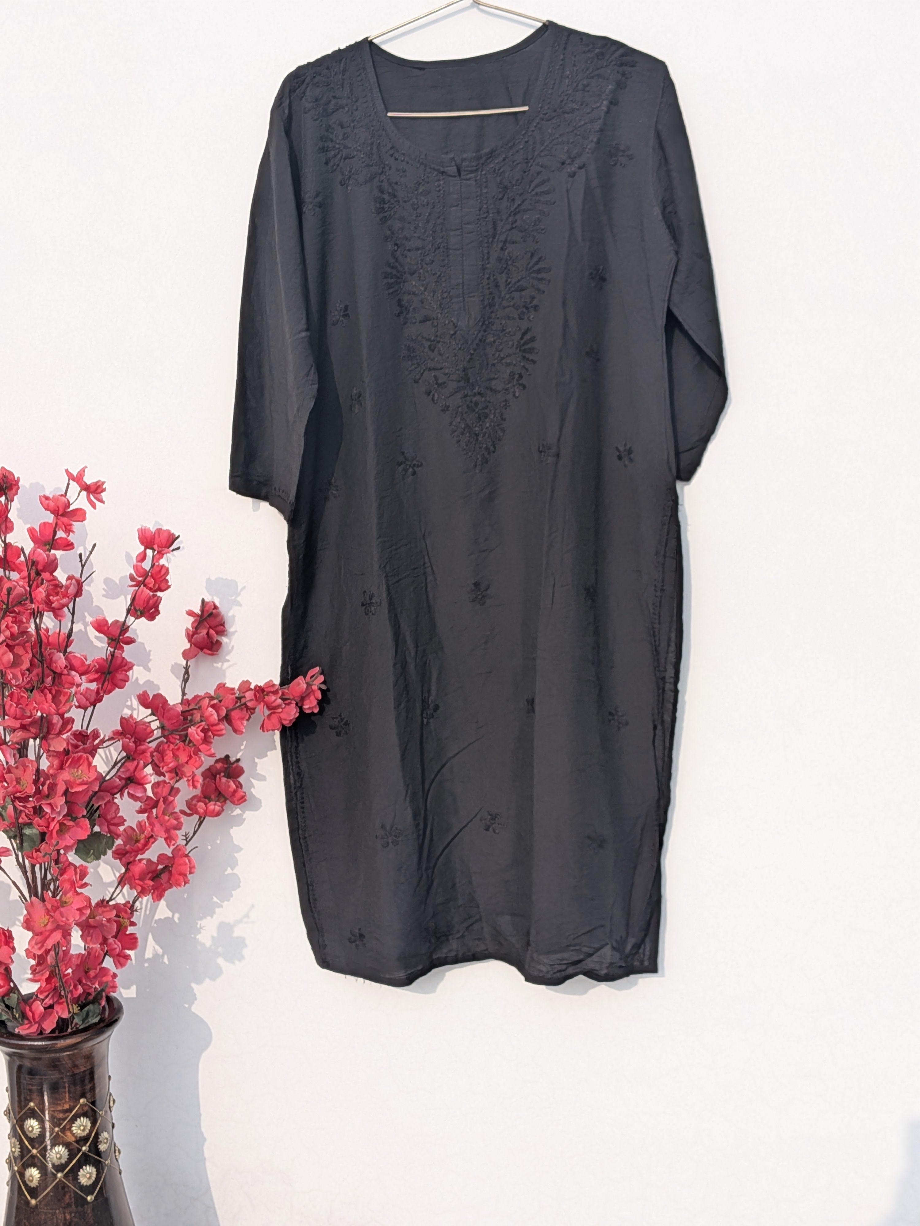 Dark Grey Chanderi Kurta