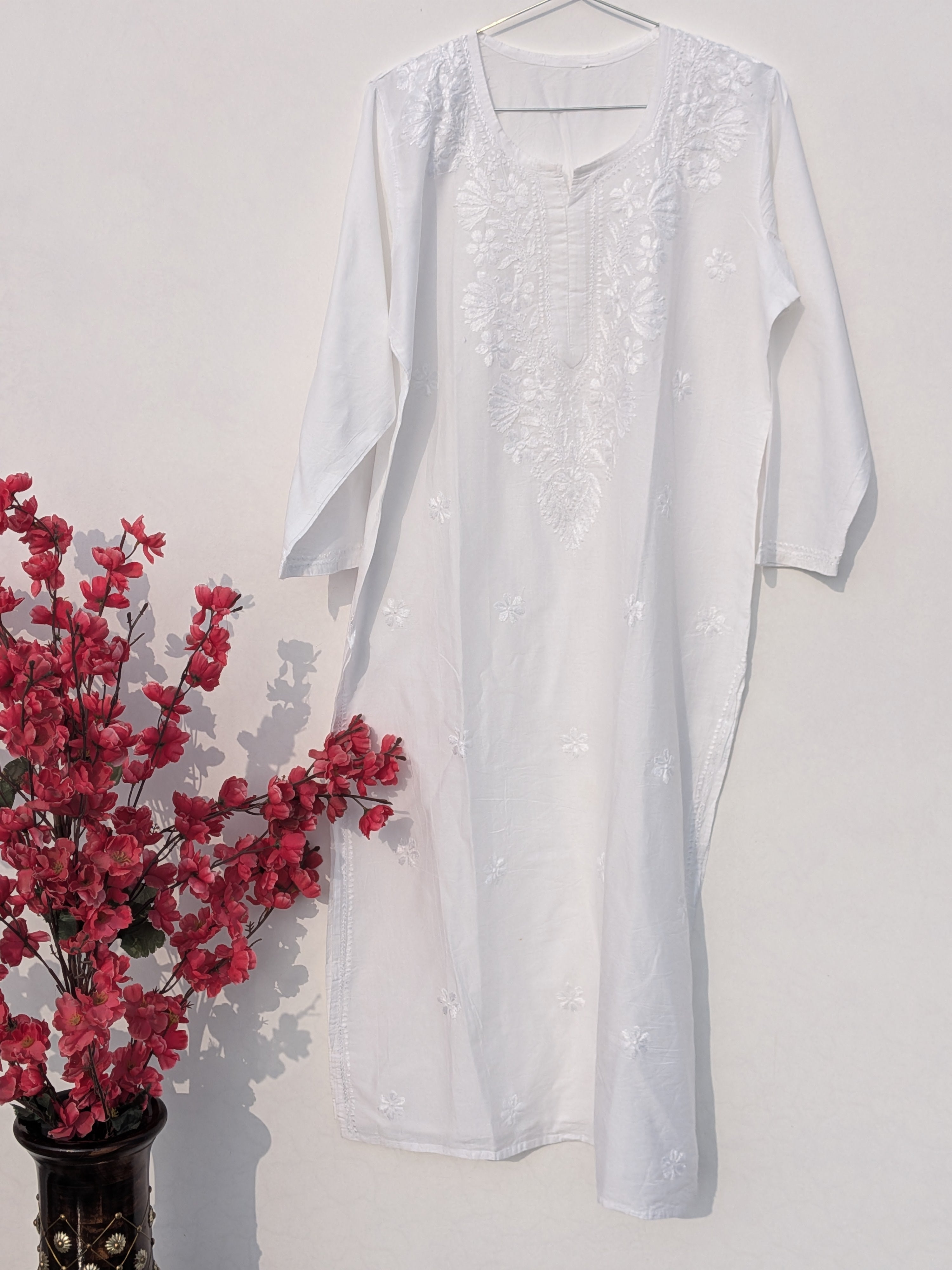 White Chanderi Kurta