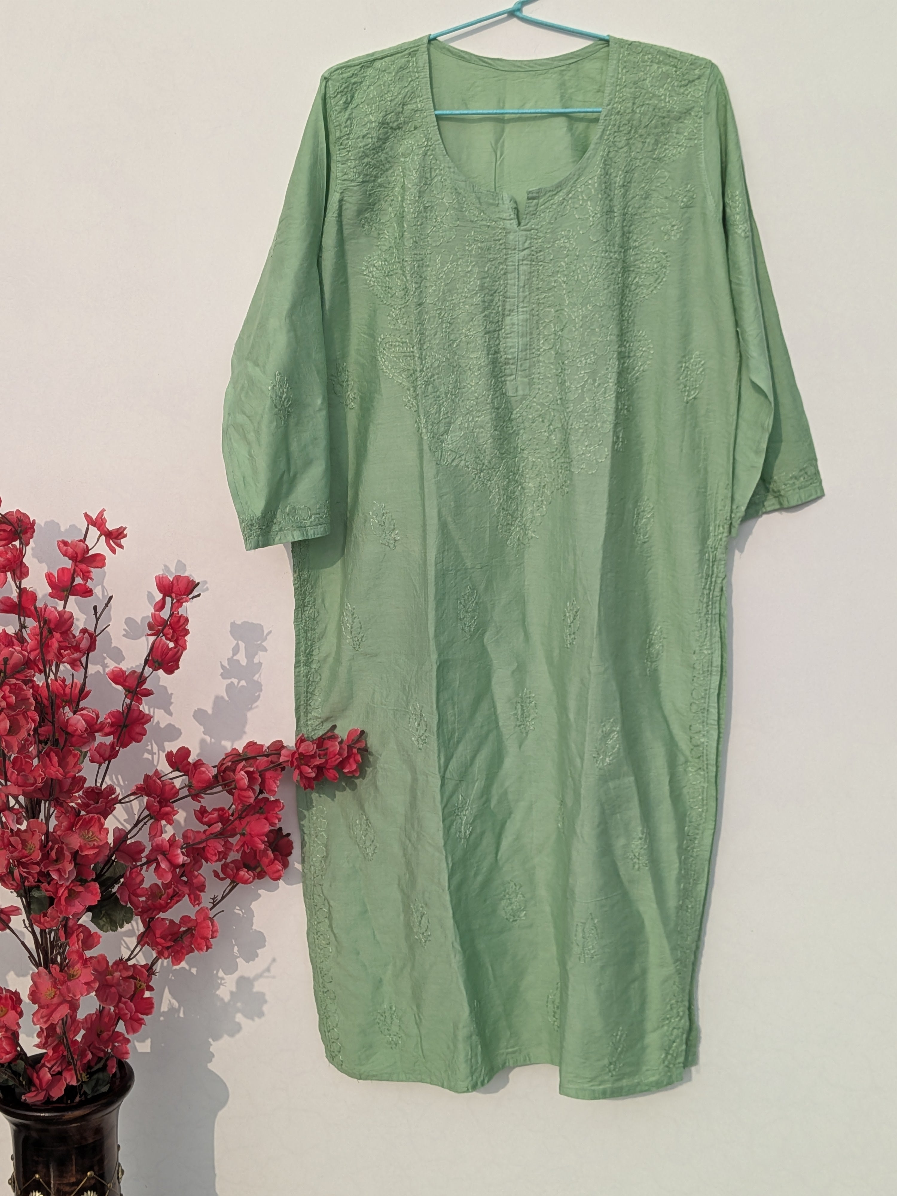 Mehndi Green Chanderi Kurta