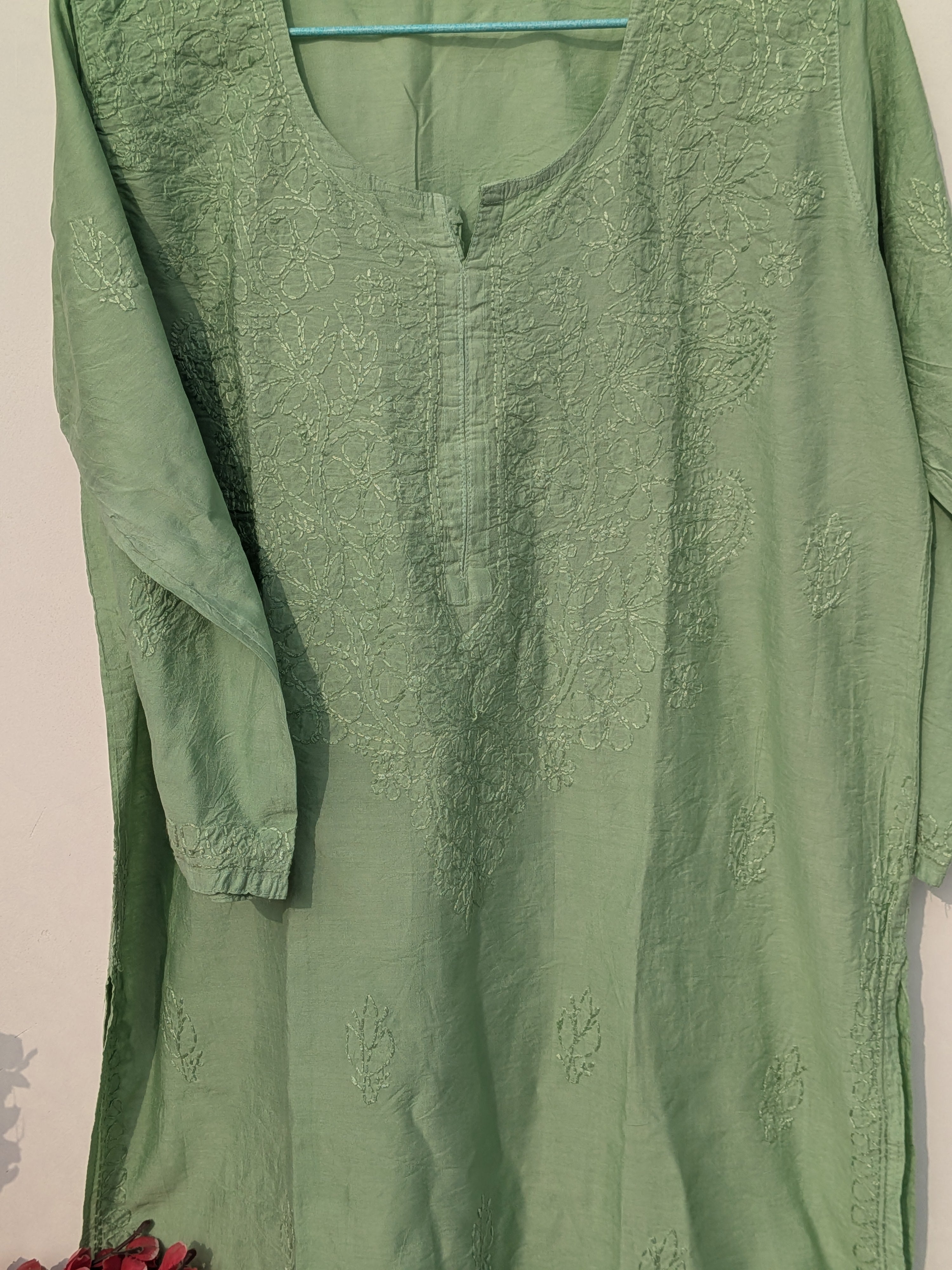 Mehndi Green Chanderi Kurta