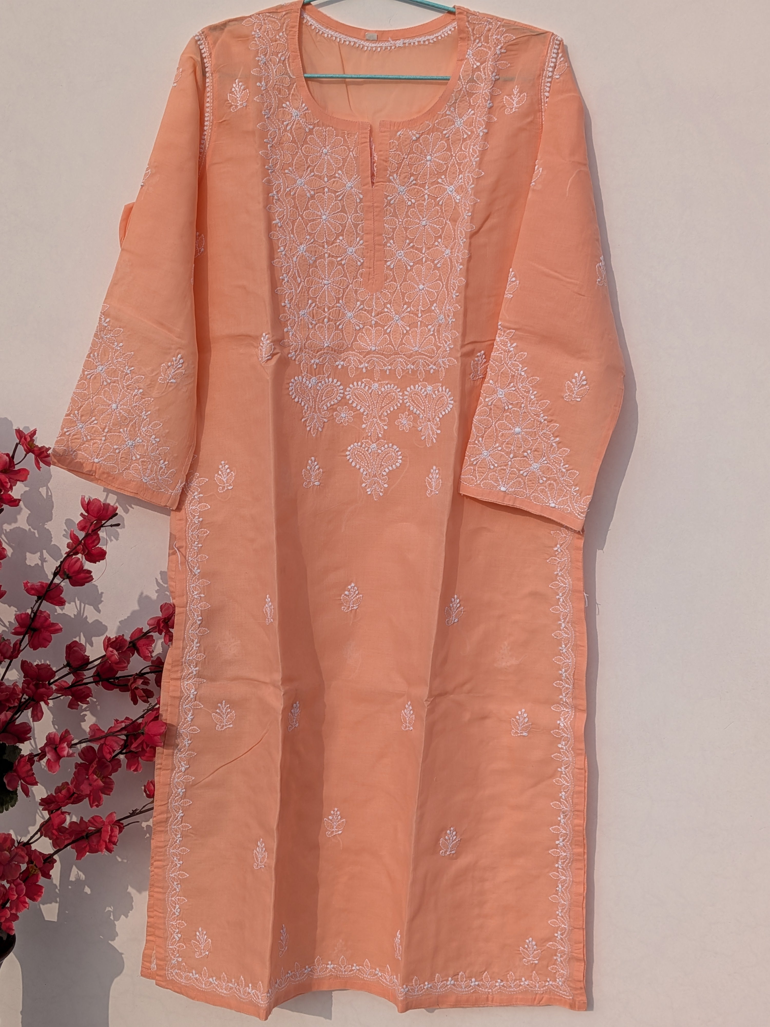 Peach Cotton Kurta