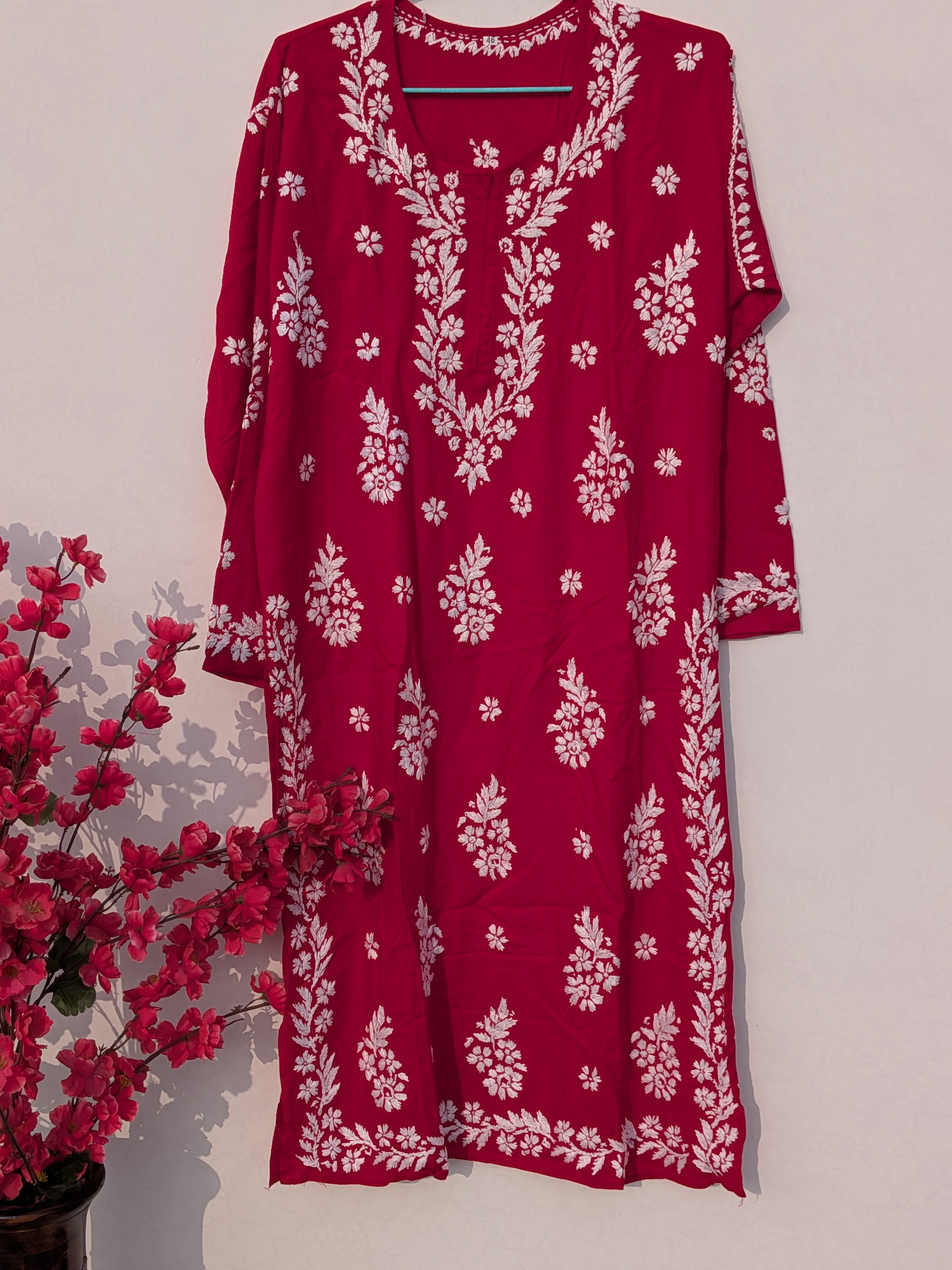 Red Rayon Kurta