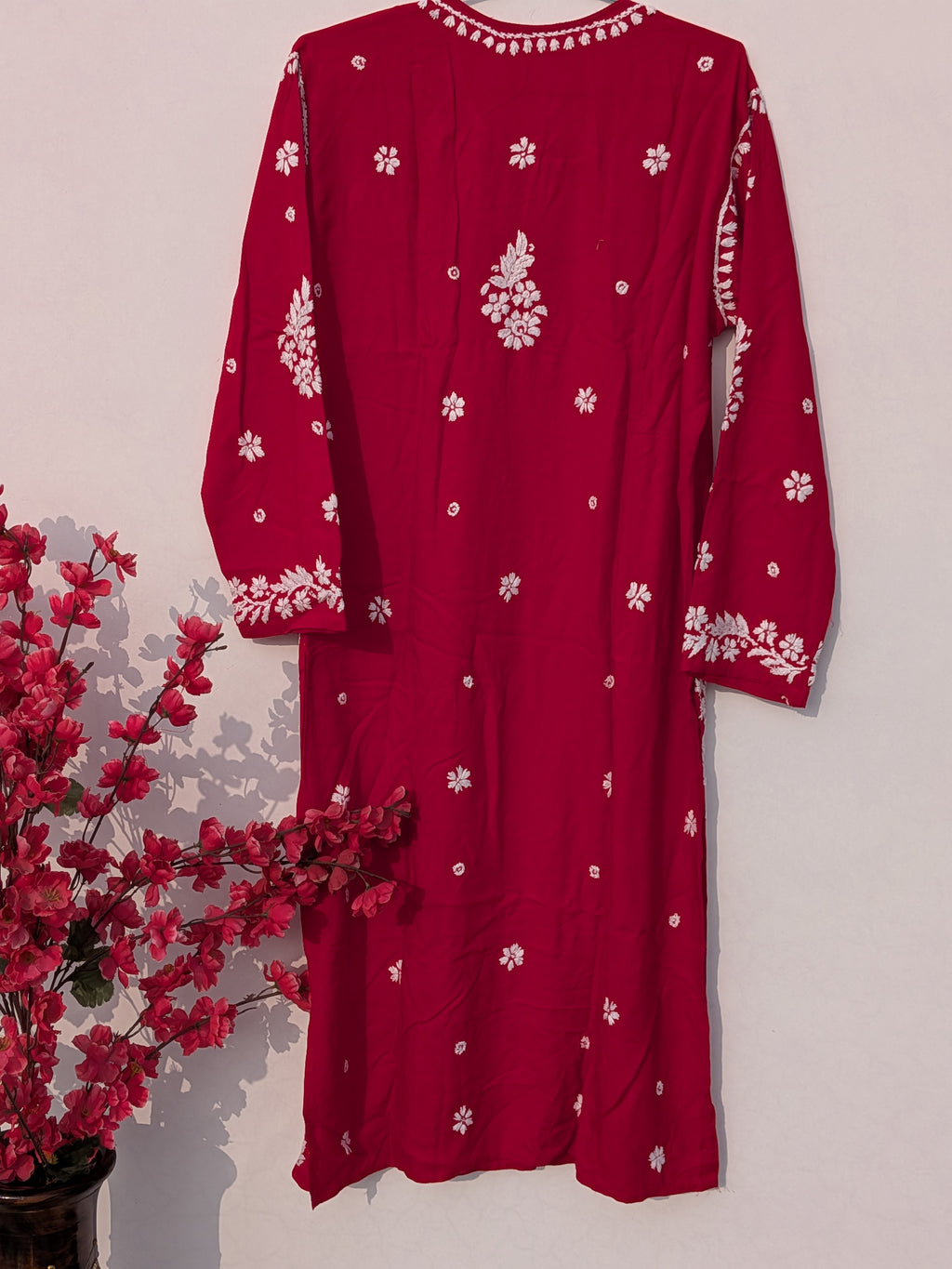 Red Rayon Kurta