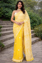 Yellow Half Jaal Saree