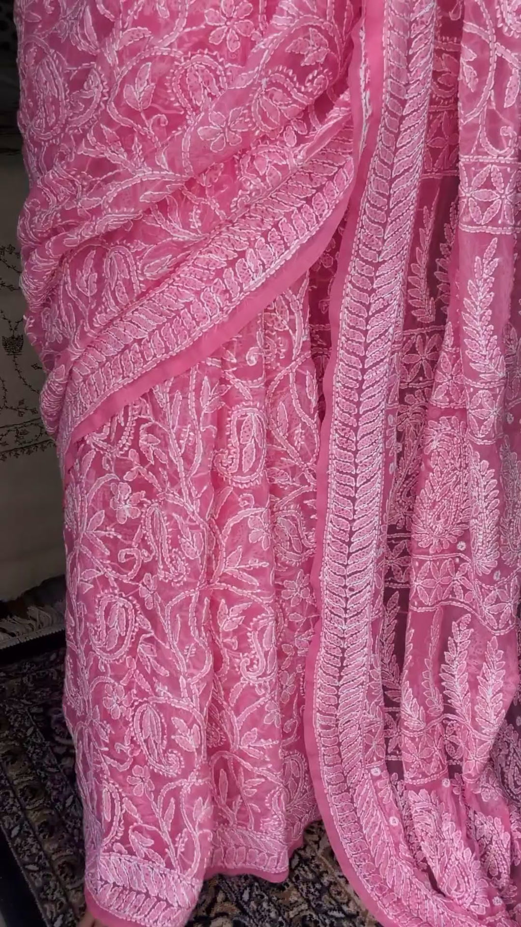 Baby Pink Full Jaal Saree